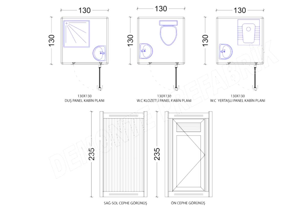 WC-Duş Kabini 130x130